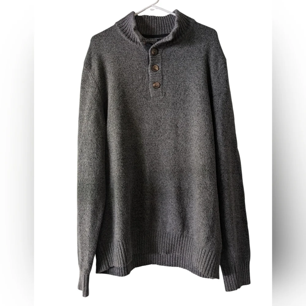 Izod Charcoal Gray Button Collar Sweater XL